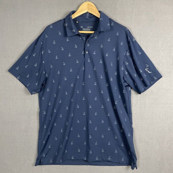 Under Armour Other - UNDER ARMOUR The Playoff Polo Men L Blue Golf Performance Stretch Sail